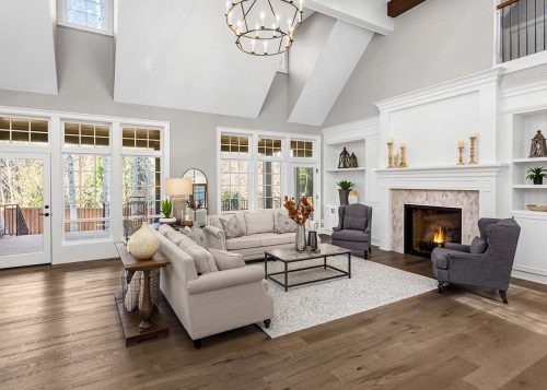 family room with hardwood floors