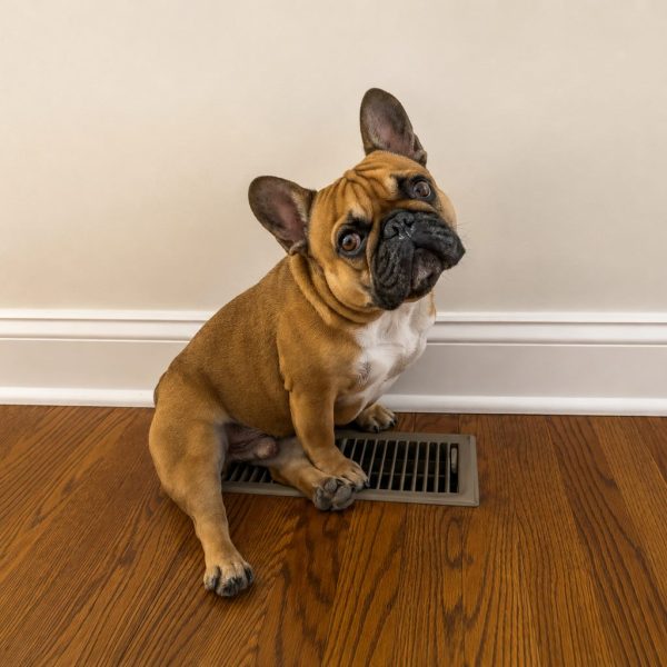 Bulldog on hardwood floor