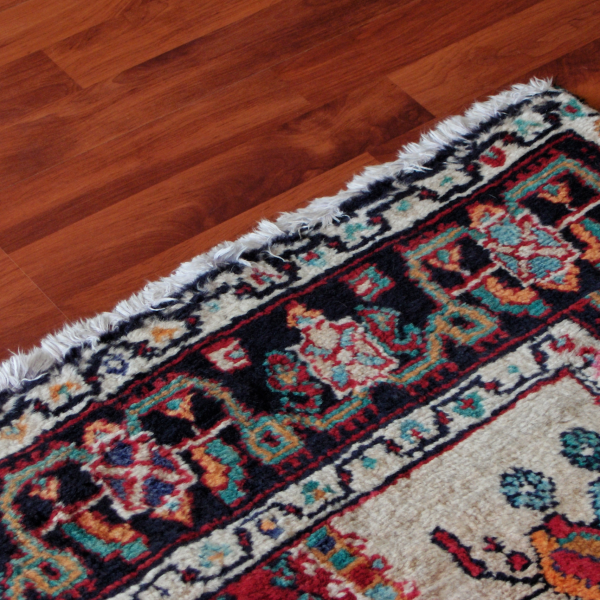 hardwood floor with rug on top