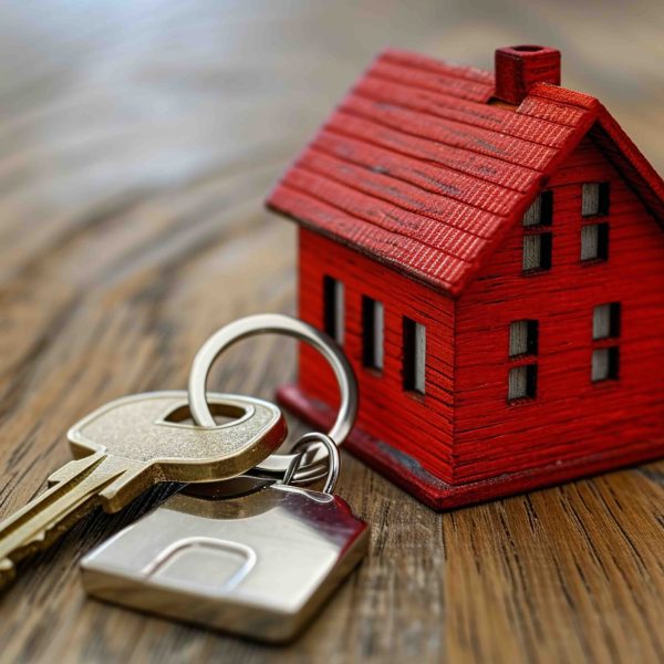 little-red-house-with-keys-on-top-of-wooden-surface